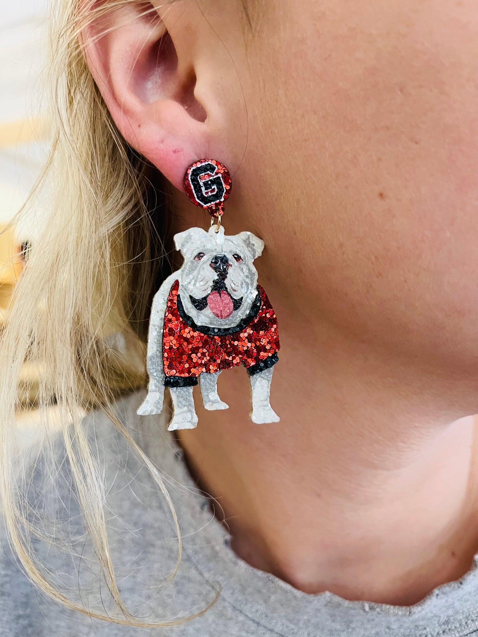 Georgia Bulldog Glitter Earrings shop-escape-outdoors