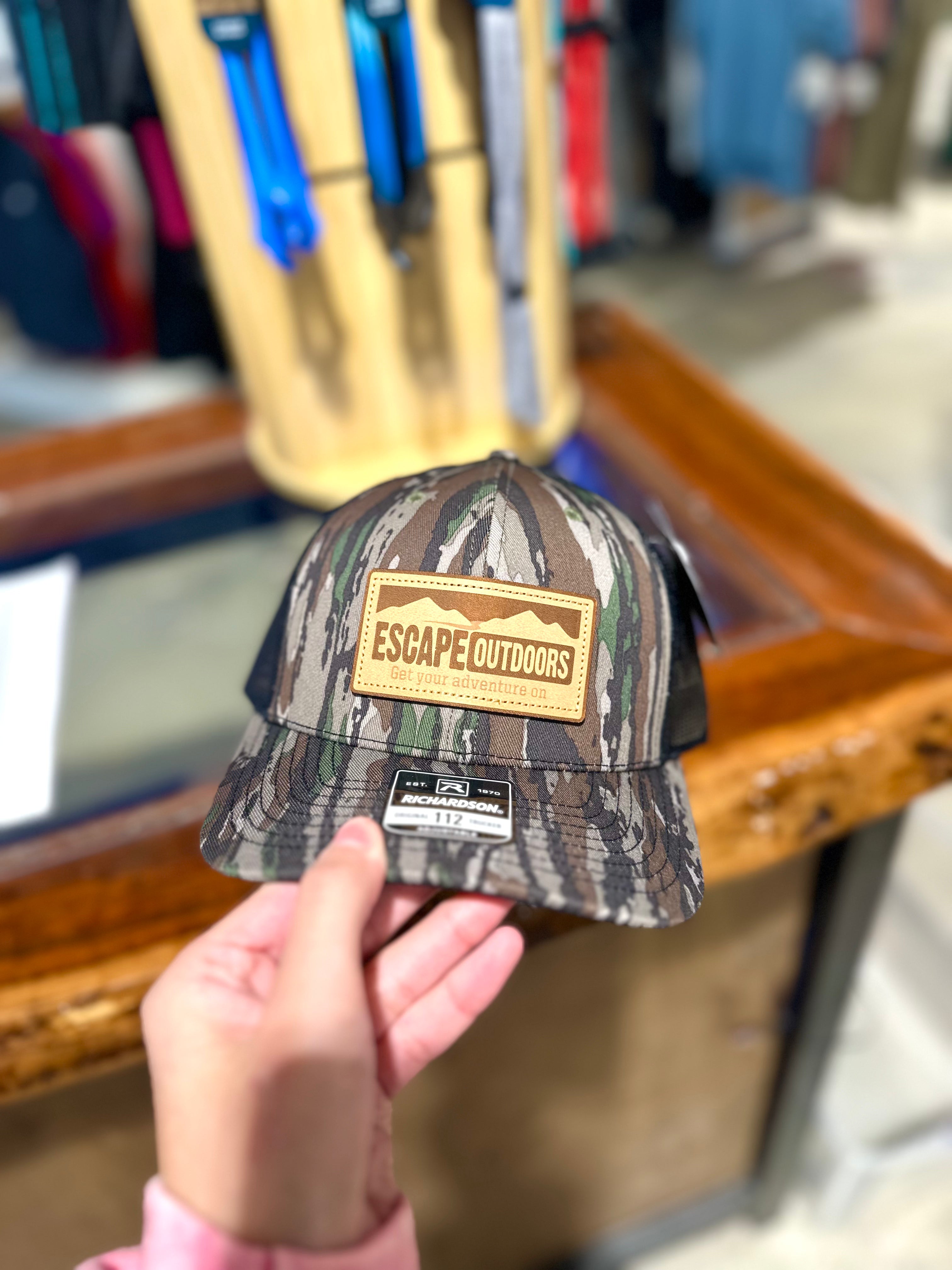 Escape Long Leather Patch Trucker Hat shop-escape-outdoors