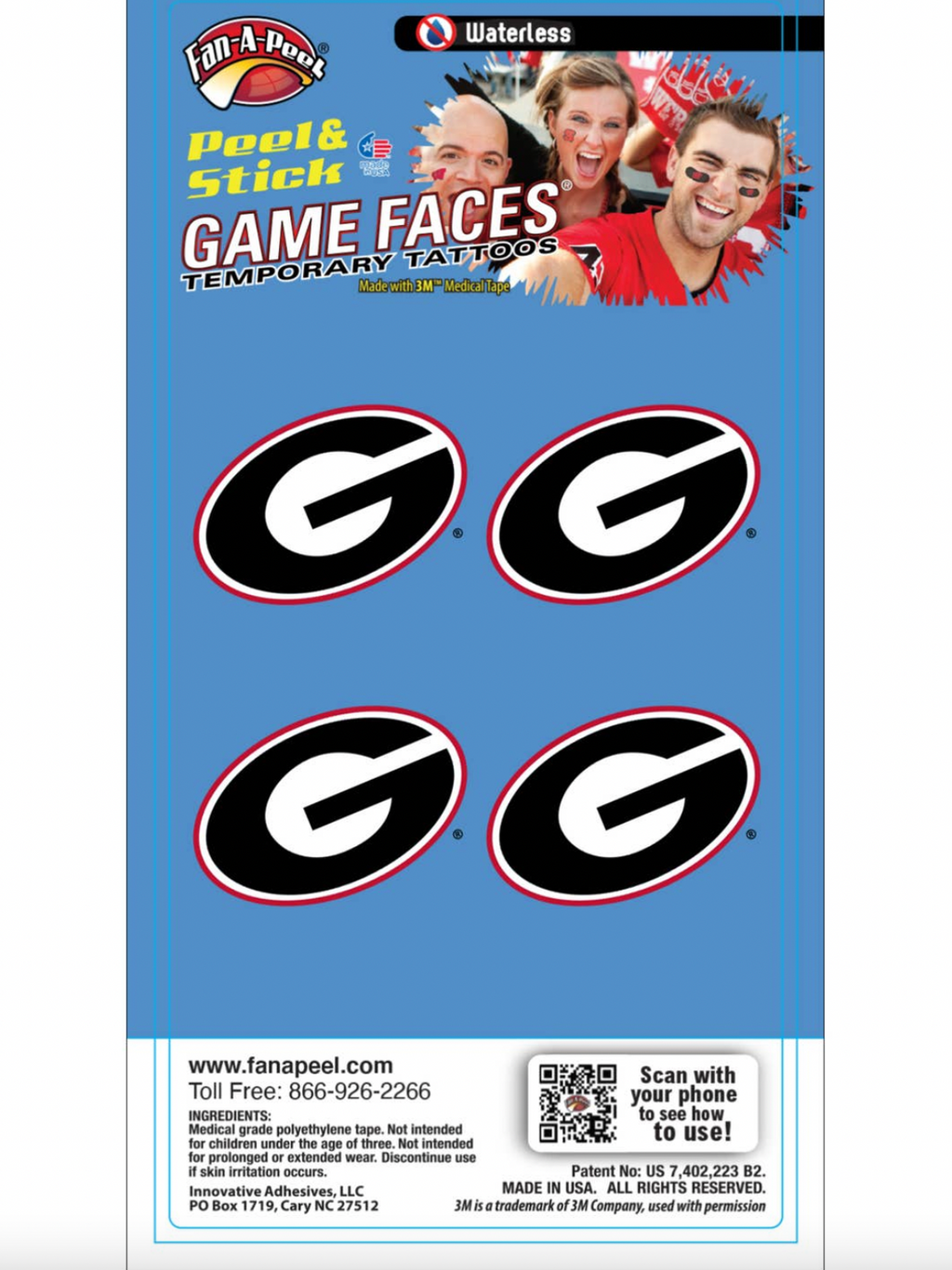 Georgia Gameday Temporary Face Tattoo shop-escape-outdoors