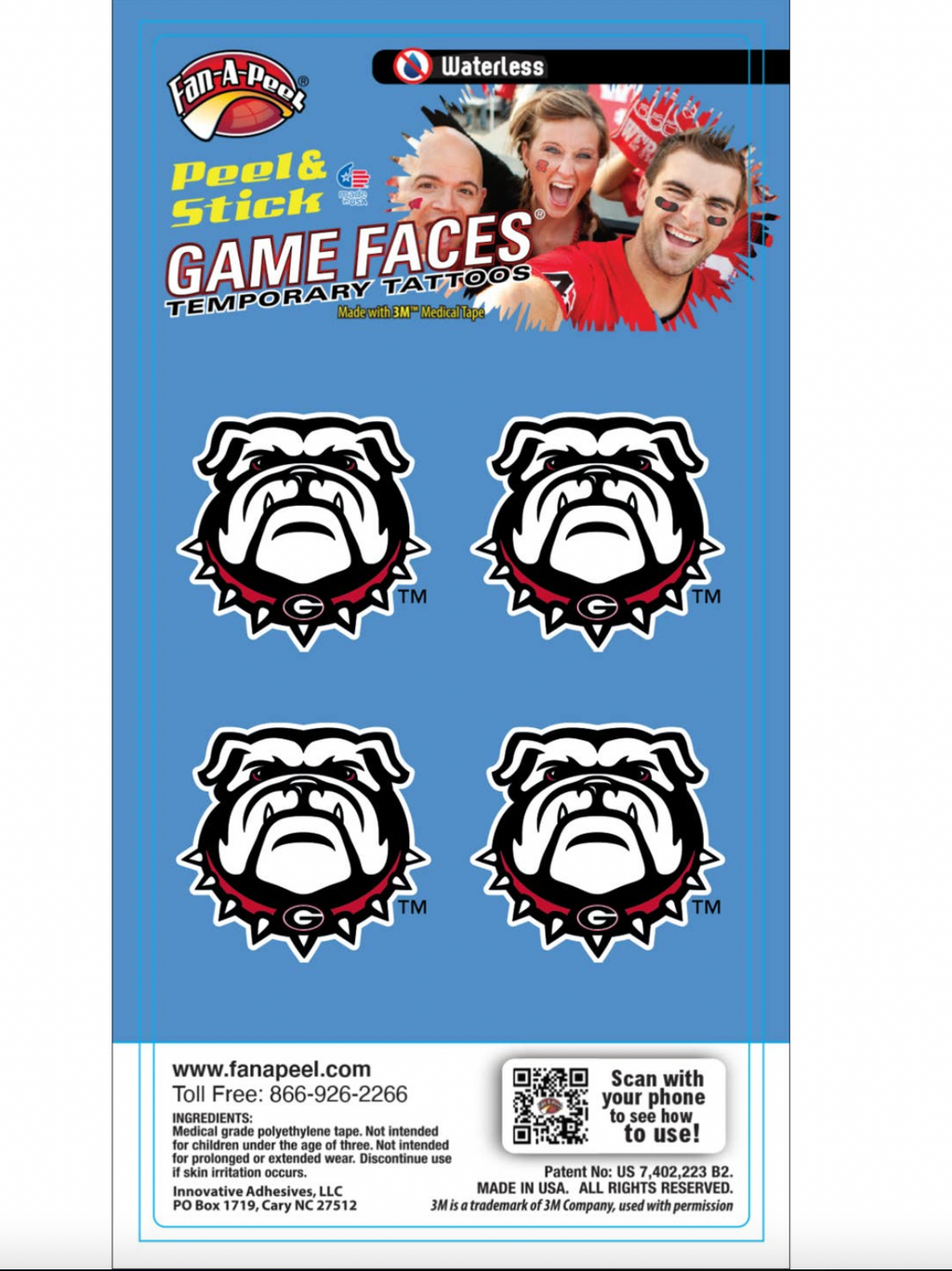 Georgia Gameday Temporary Face Tattoo shop-escape-outdoors