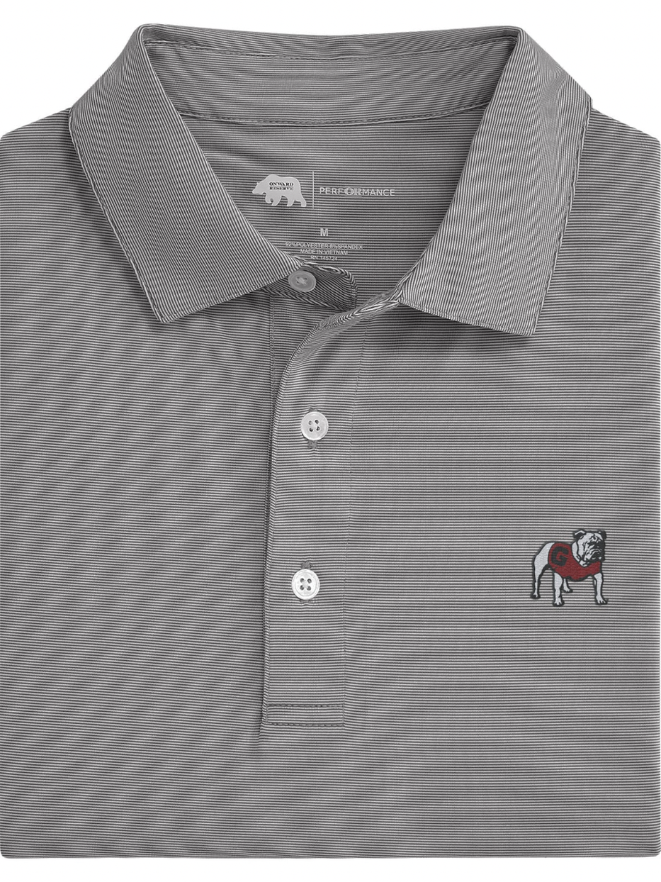 Hairline Stripe Standing Bulldog Performance Polo shop-escape-outdoors