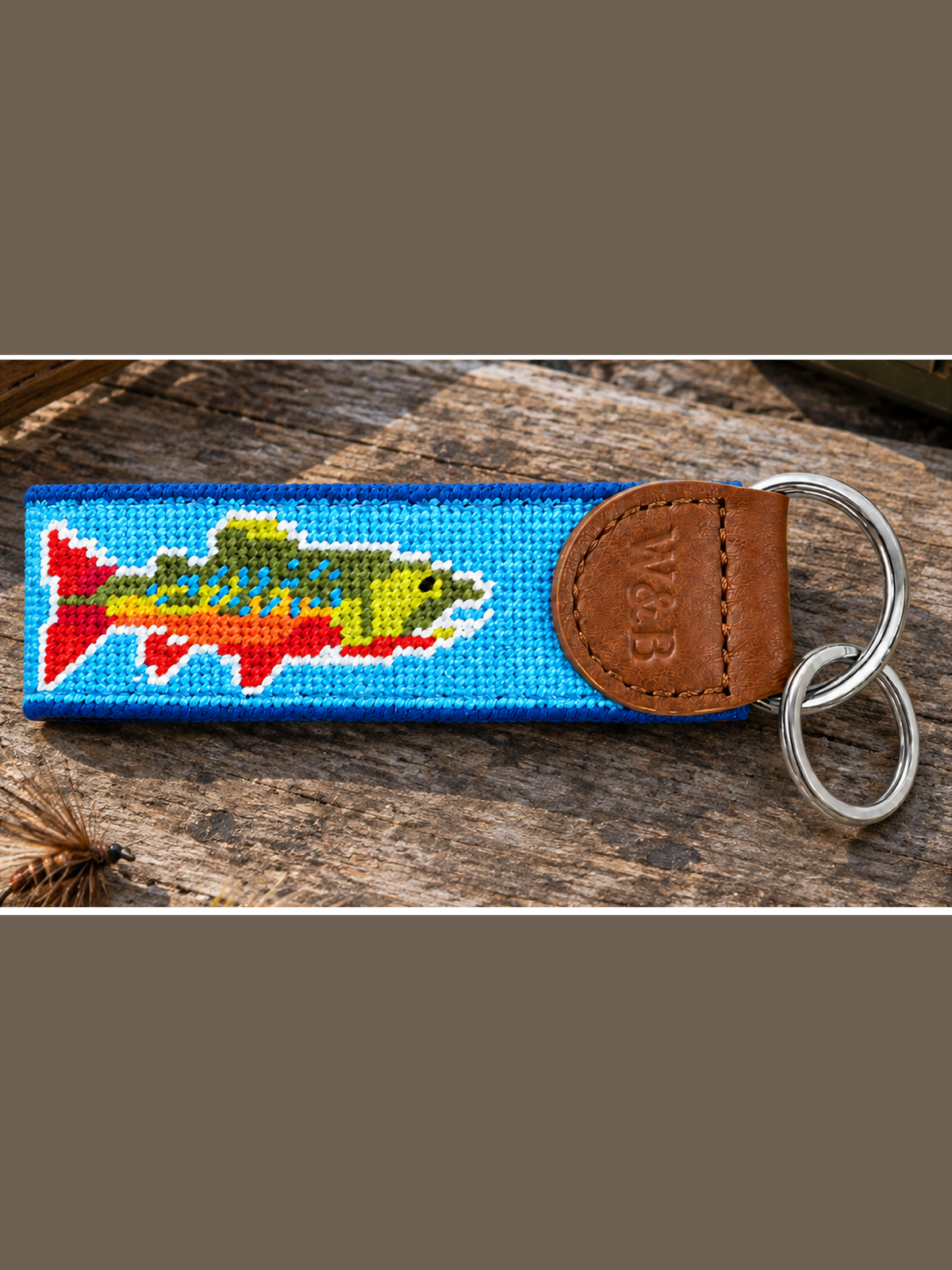 Trout Needlepoint Key Fob shop-escape-outdoors
