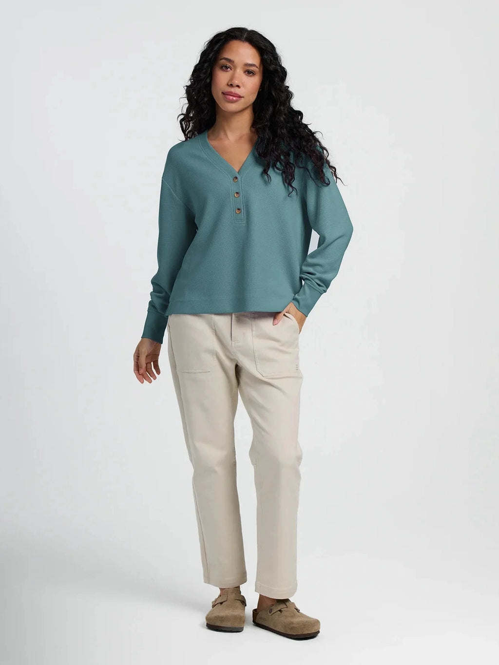 Women's Waffle Long Sleeve Henley shop-escape-outdoors