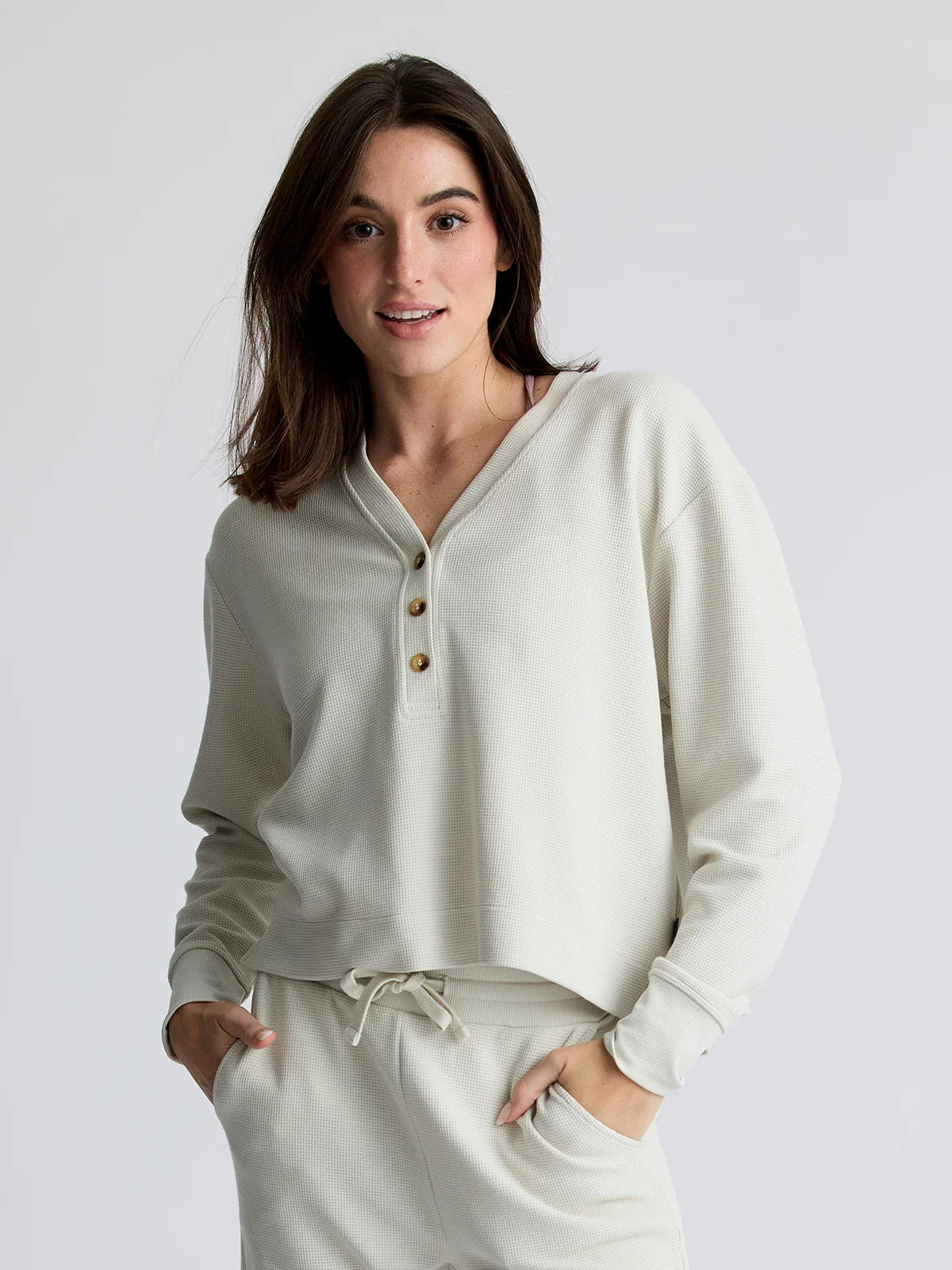Women's Waffle Long Sleeve Henley shop-escape-outdoors